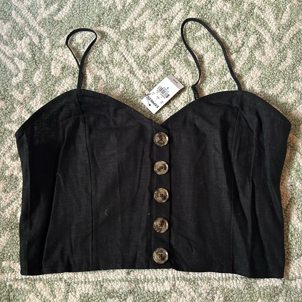 Express cropped linen top